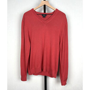 Brooks Brothers 346 Silk Blend V-Neck Pullover Sweater L Red Orange Classic